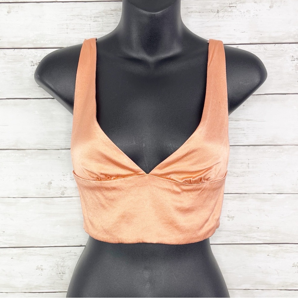 3 for $10 🛍️ Zara Satin Rustic Orange Sweetheart Neck Crop Top Tank